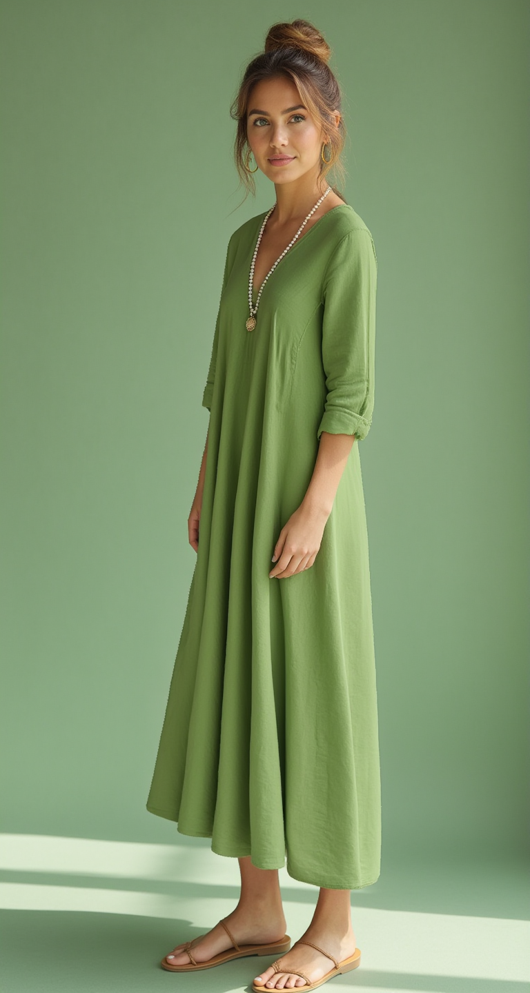 Aria Green Linen Dress