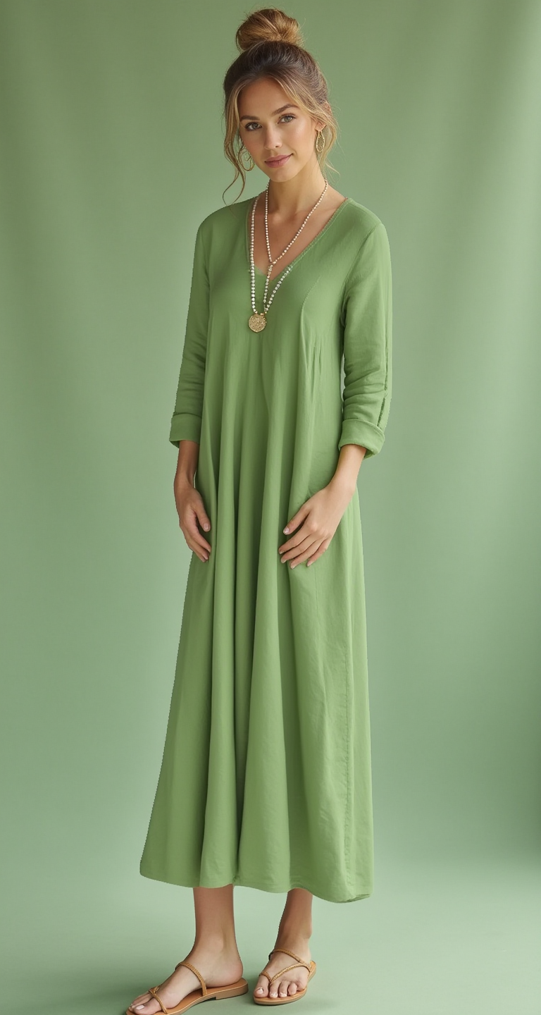 Aria Green Linen Dress
