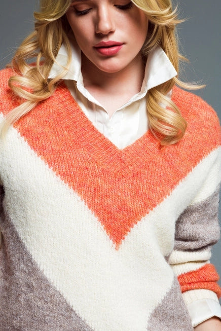Orange Chevron Sweater