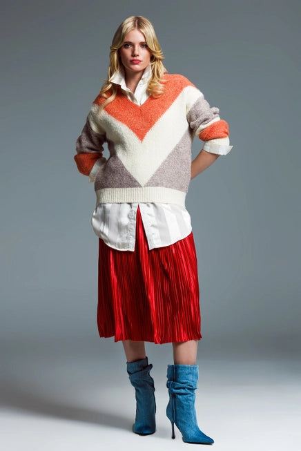 Orange Chevron Sweater