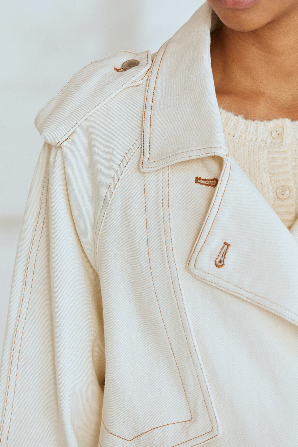 Denim Trench Coat White