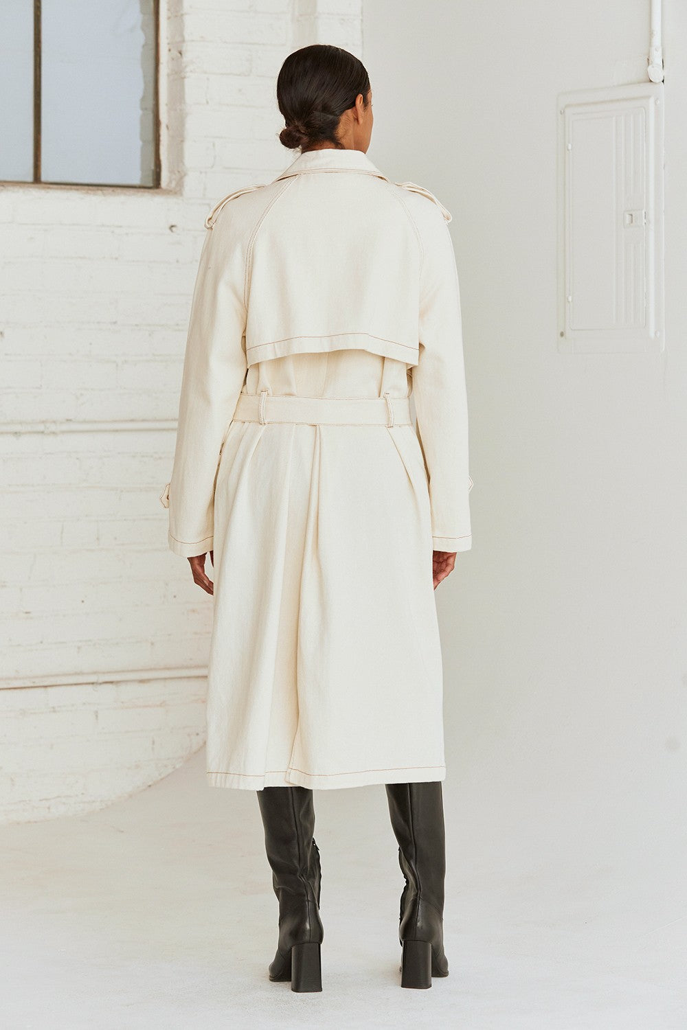 Denim Trench Coat White