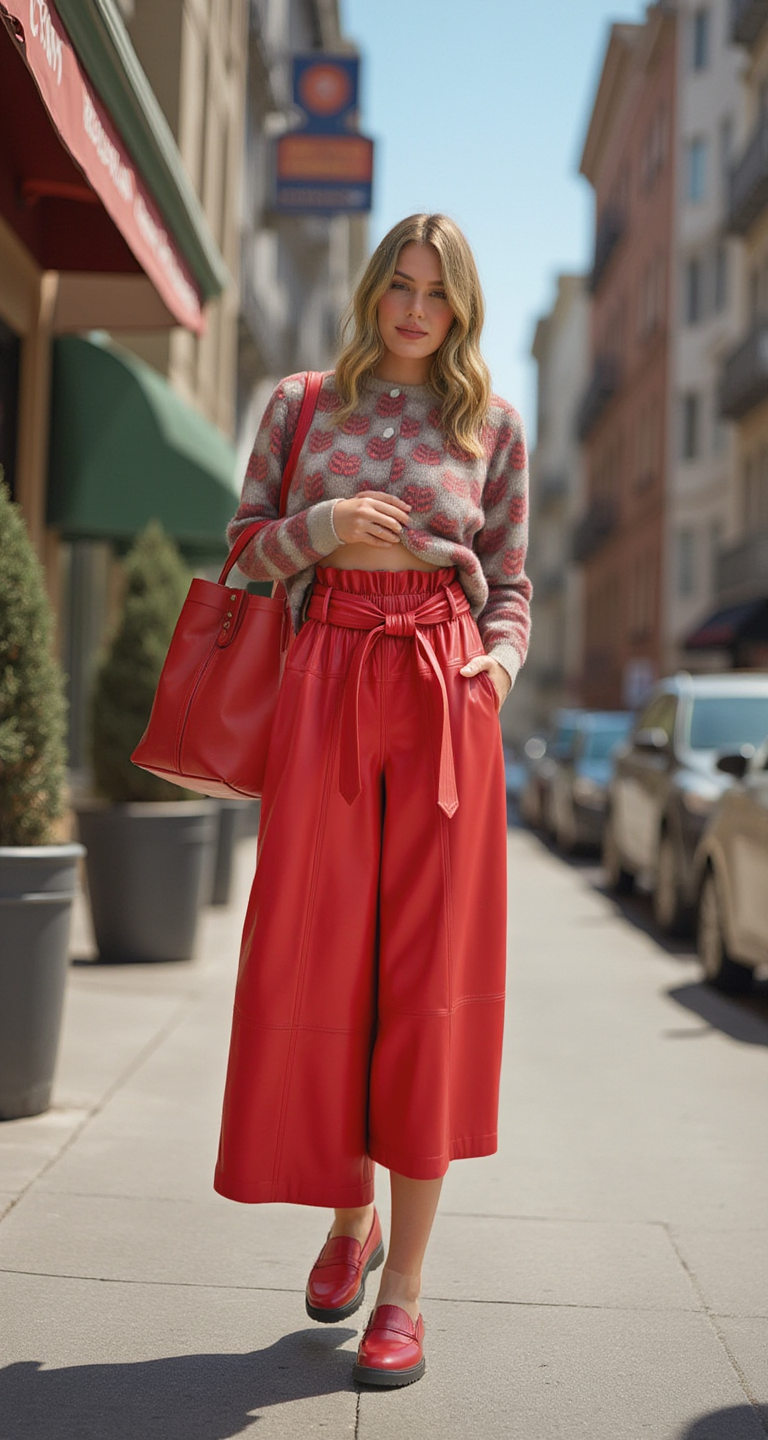 Vegan Red Leather Pants