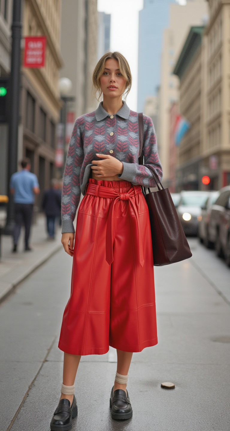 Vegan Red Leather Pants