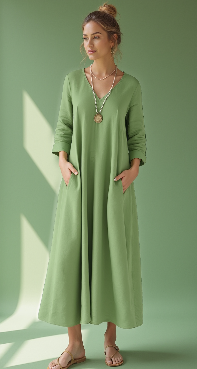 Aria Green Linen Dress