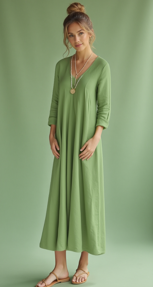 Aria Green Linen Dress