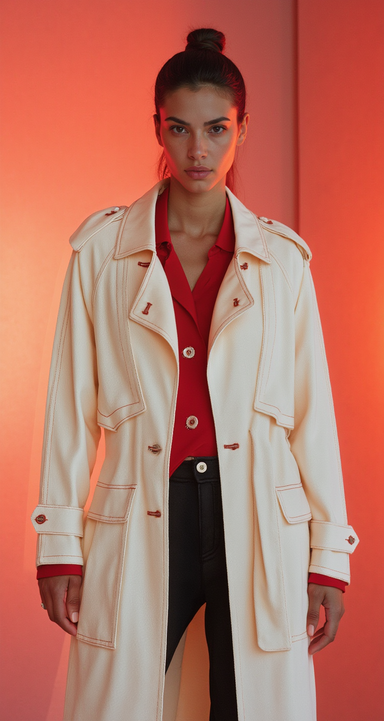 Denim Trench Coat White