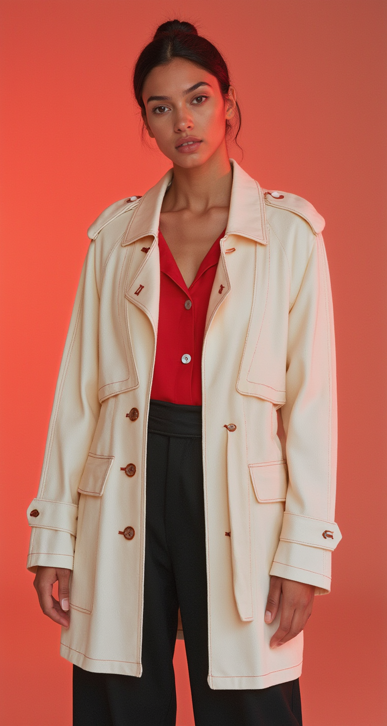 Denim Trench Coat White